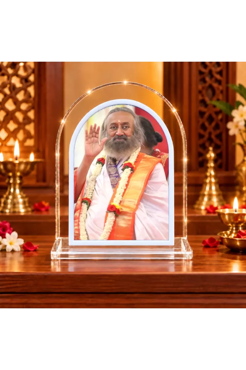 Sri Sri Ravi Shankar L Shape Acrylic Showpiece 3 X 3.5 Inch For Home, Office And Car (F177559)