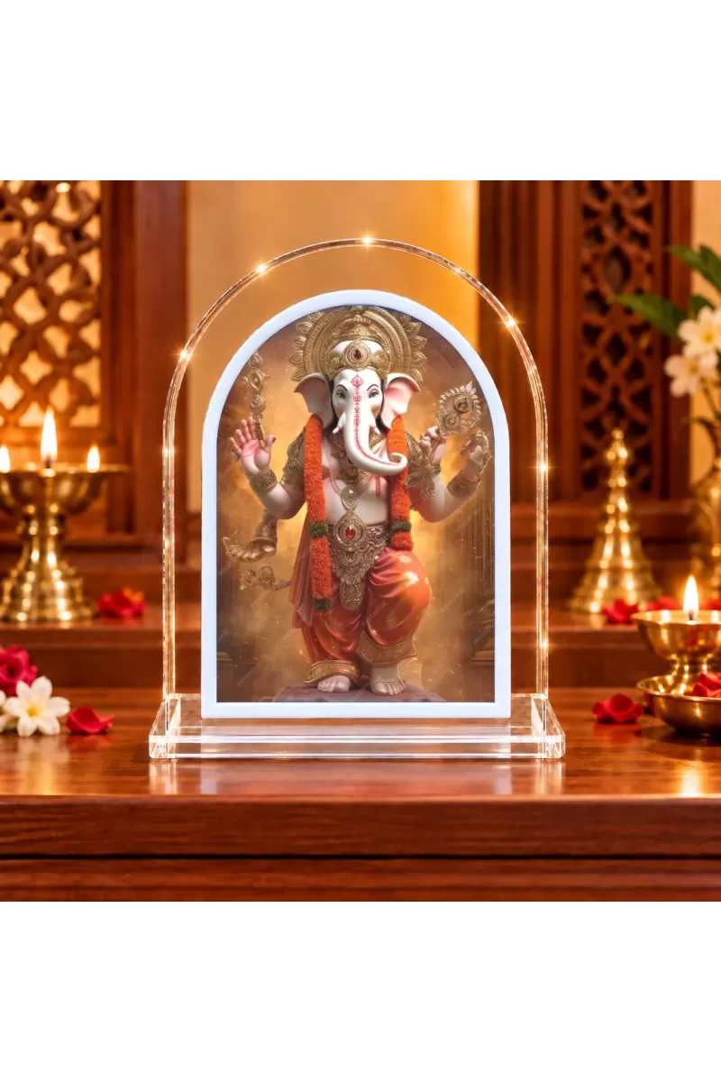 Lord Ganesha L Shape Acrylic Showpiece 3 X 3.5 Inch For Home, Office And Car (F177560)