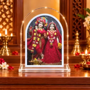 Radha Krishna L Shape Acrylic Showpiece 3 X 3.5 Inch For Home, Office And Car (F177561)