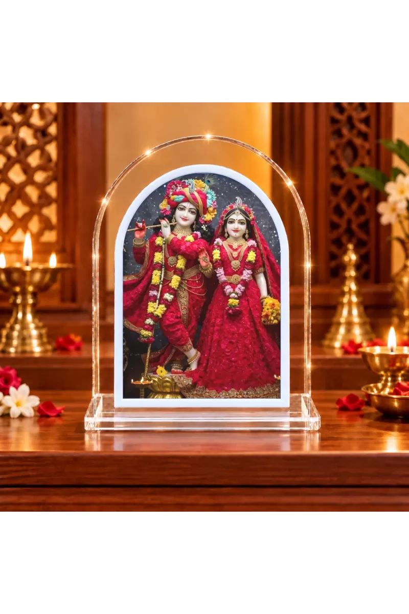 Radha Krishna L Shape Acrylic Showpiece 3 X 3.5 Inch For Home, Office And Car (F177561)