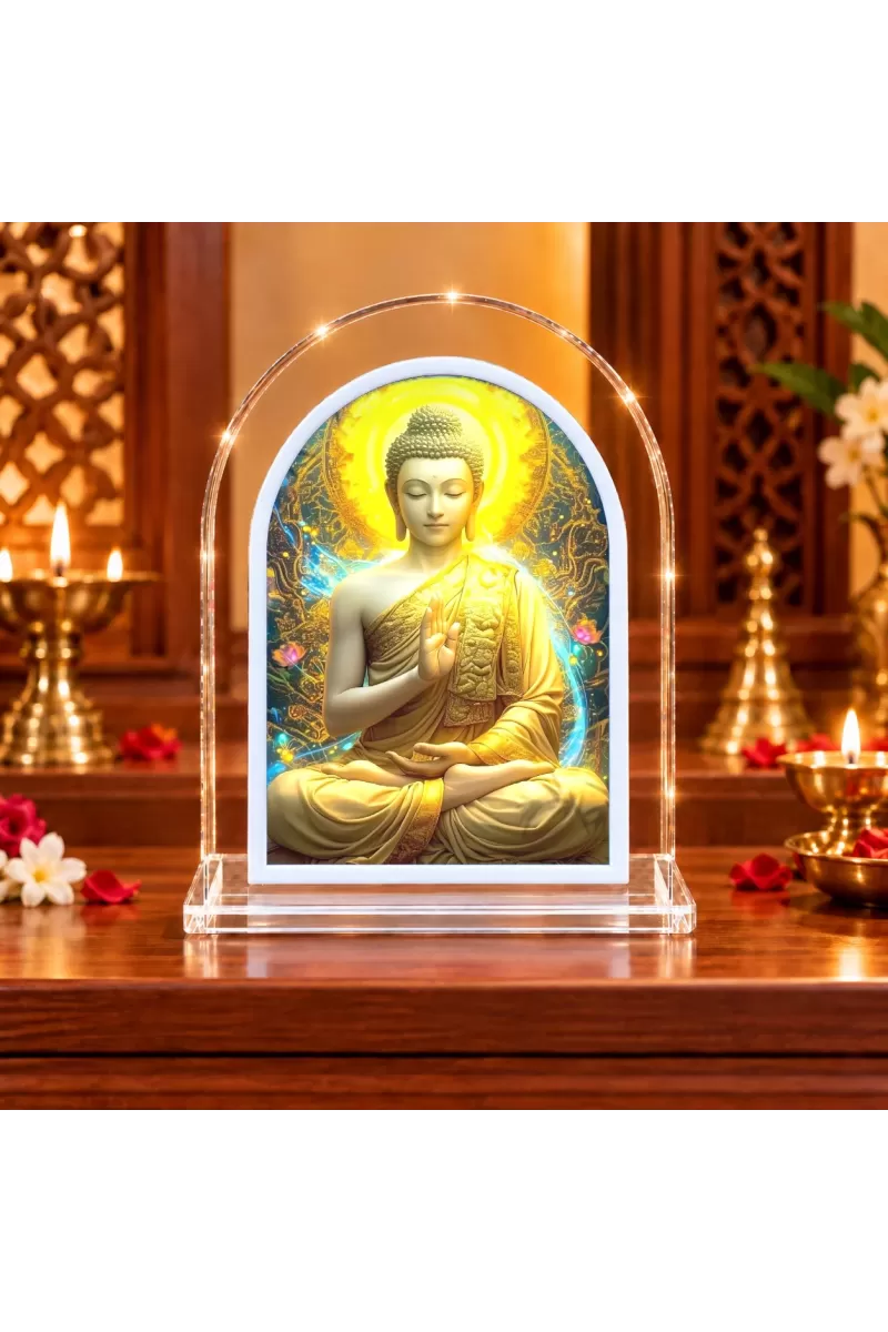 Buddha L Shape Acrylic Showpiece 3 X 3.5 Inch For Home, Office And Car (F177563)