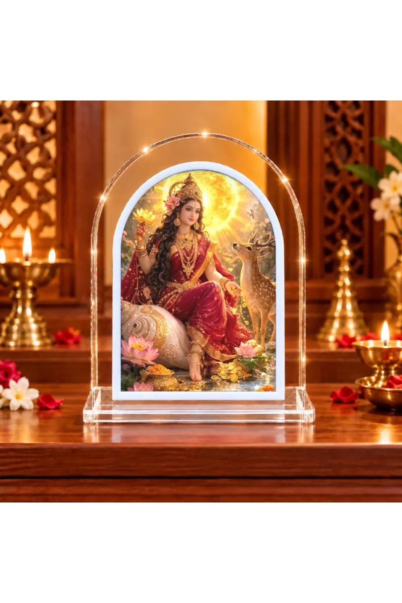 Goddess Mahalakshmi L Shape Acrylic Showpiece 3 X 3.5 Inch For Home, Office And Car (F177564)