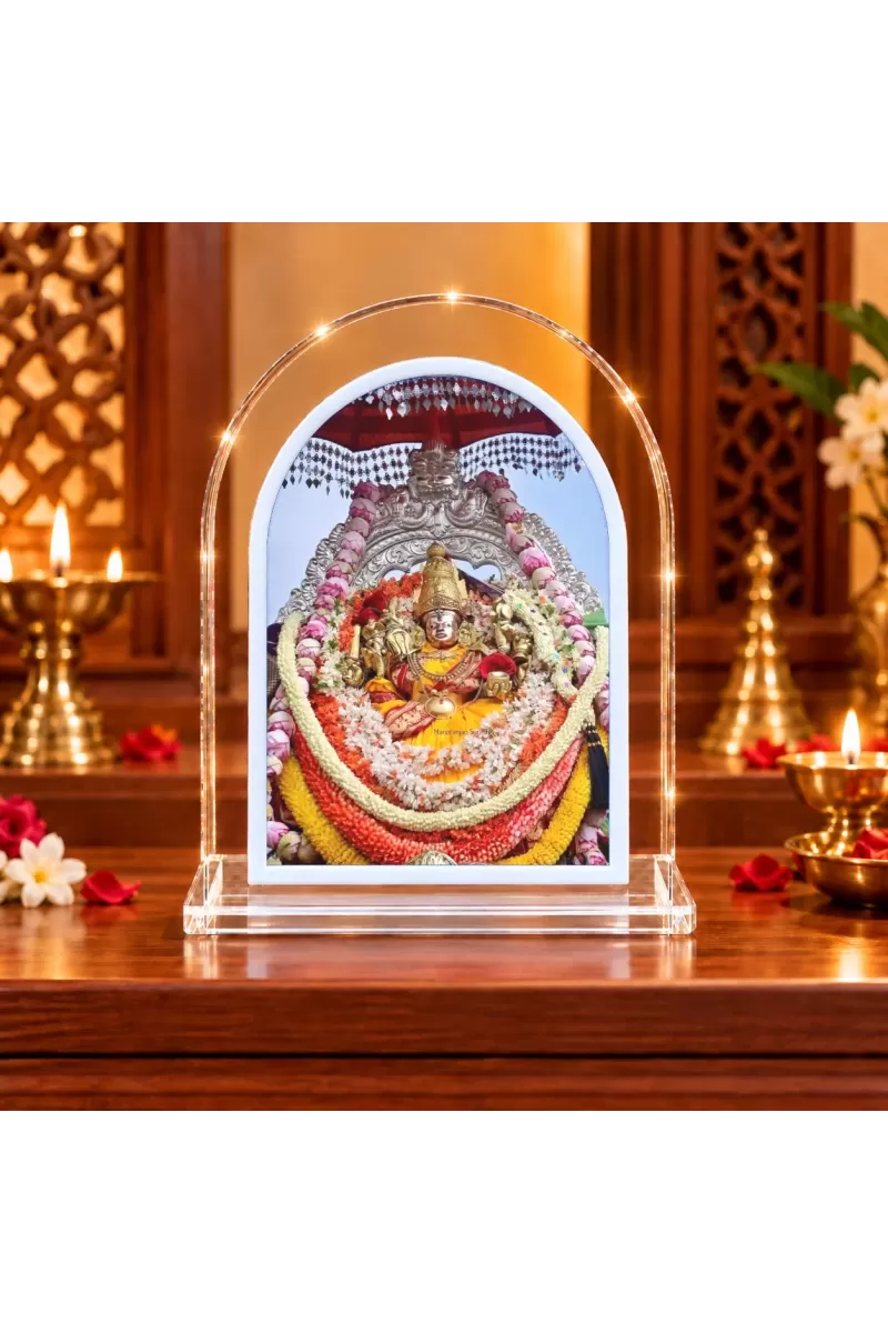 Goddess Sri Chamundeshwari Devi L Shape Acrylic Showpiece 3 X 3.5 Inch For Home, Office And Car (F177570)