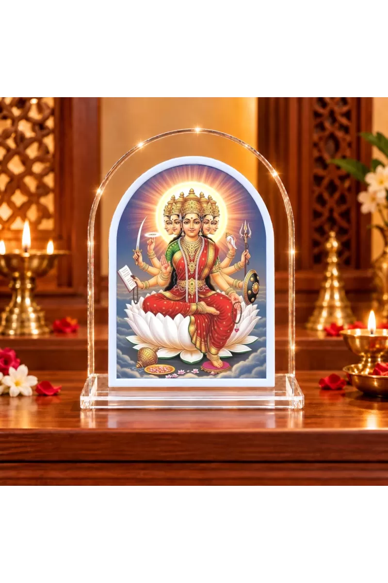 Mata Gayatri L Shape Acrylic Showpiece 3 X 3.5 Inch For Home, Office And Car (F177571)