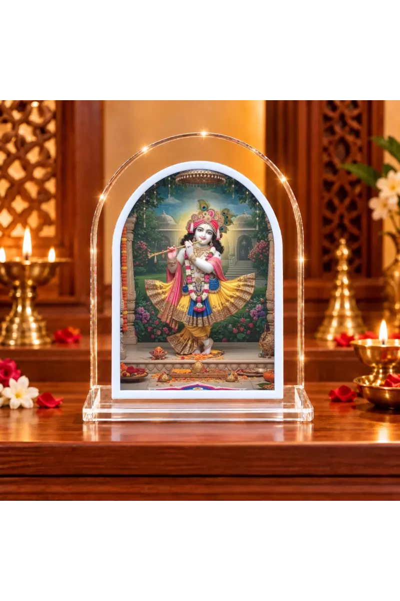 Lord Krishna L Shape Acrylic Showpiece 3 X 3.5 Inch For Home, Office And Car (F177572)