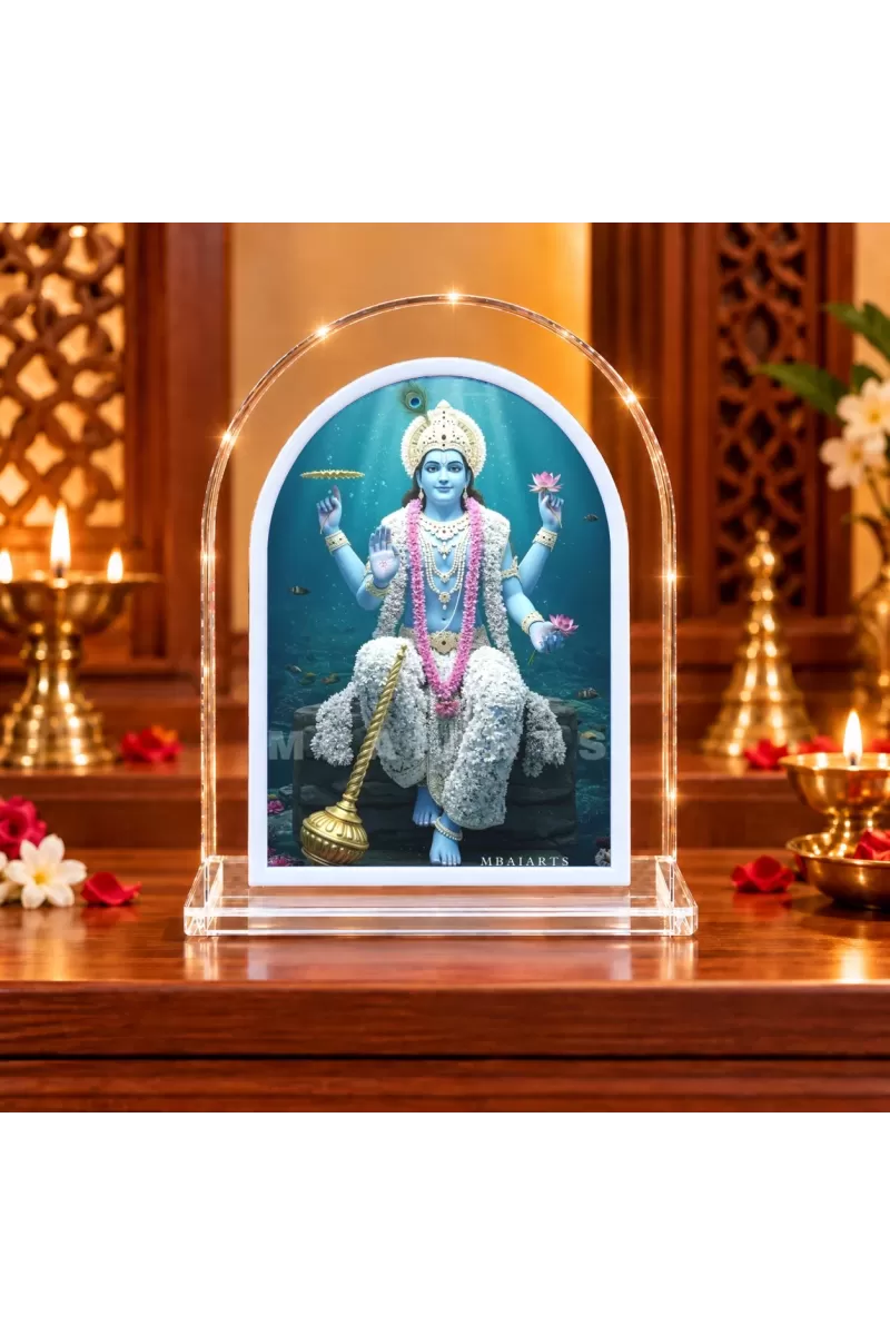 Lord Vishnu L Shape Acrylic Showpiece 3 X 3.5 Inch For Home, Office And Car (F177573)