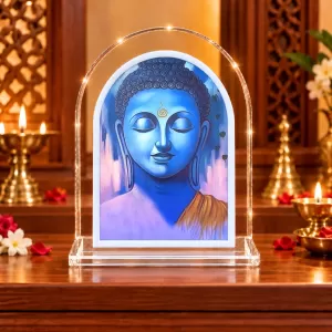 Buddha L Shape Acrylic Showpiece 3 X 3.5 Inch For Home, Office And Car (F177578)