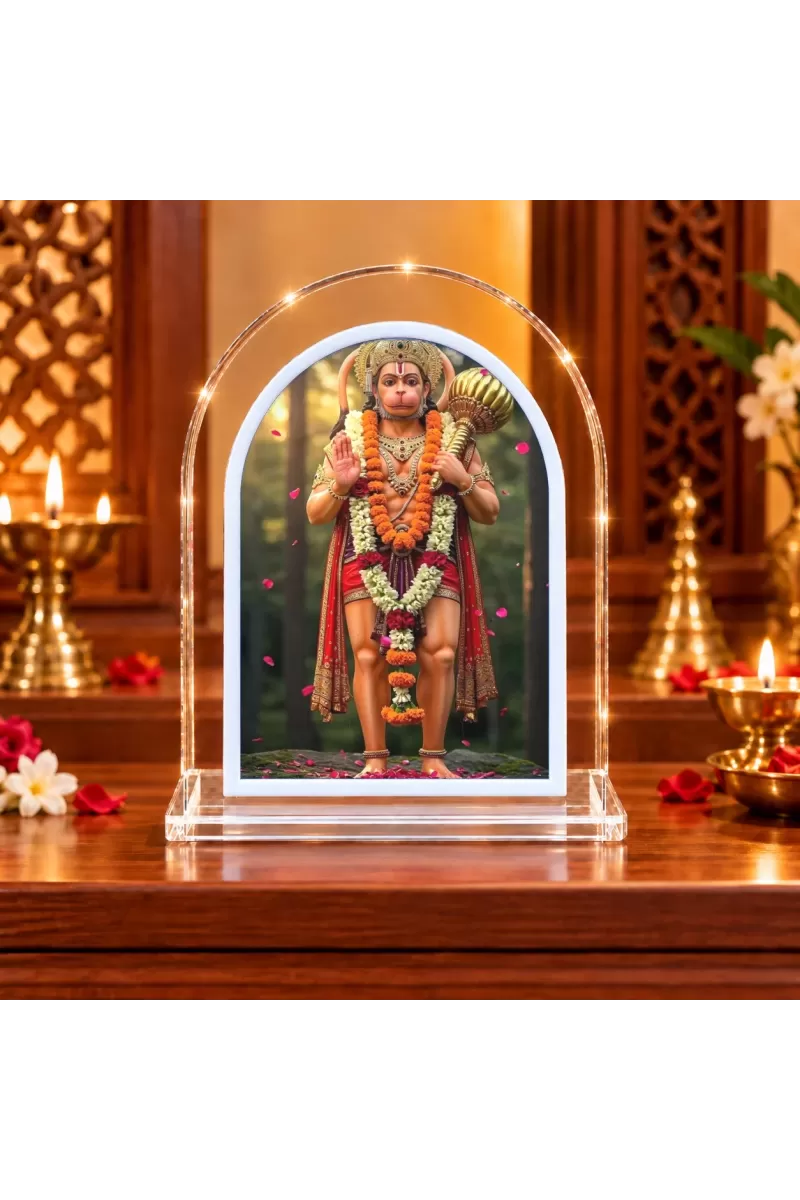 Hanuman L Shape Acrylic Showpiece 3 X 3.5 Inch For Home, Office And Car (F177579)