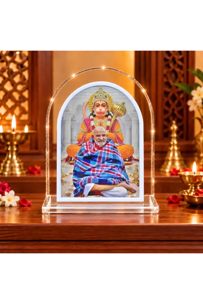Neem Karoli Baba L Shape Acrylic Showpiece 3 X 3.5 Inch For Home, Office And Car (F177580)