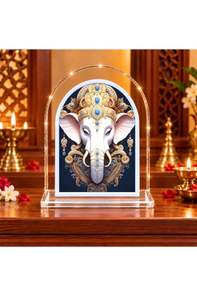 Lord Ganesha L Shape Acrylic Showpiece 3 X 3.5 Inch For Home, Office And Car (F177582)