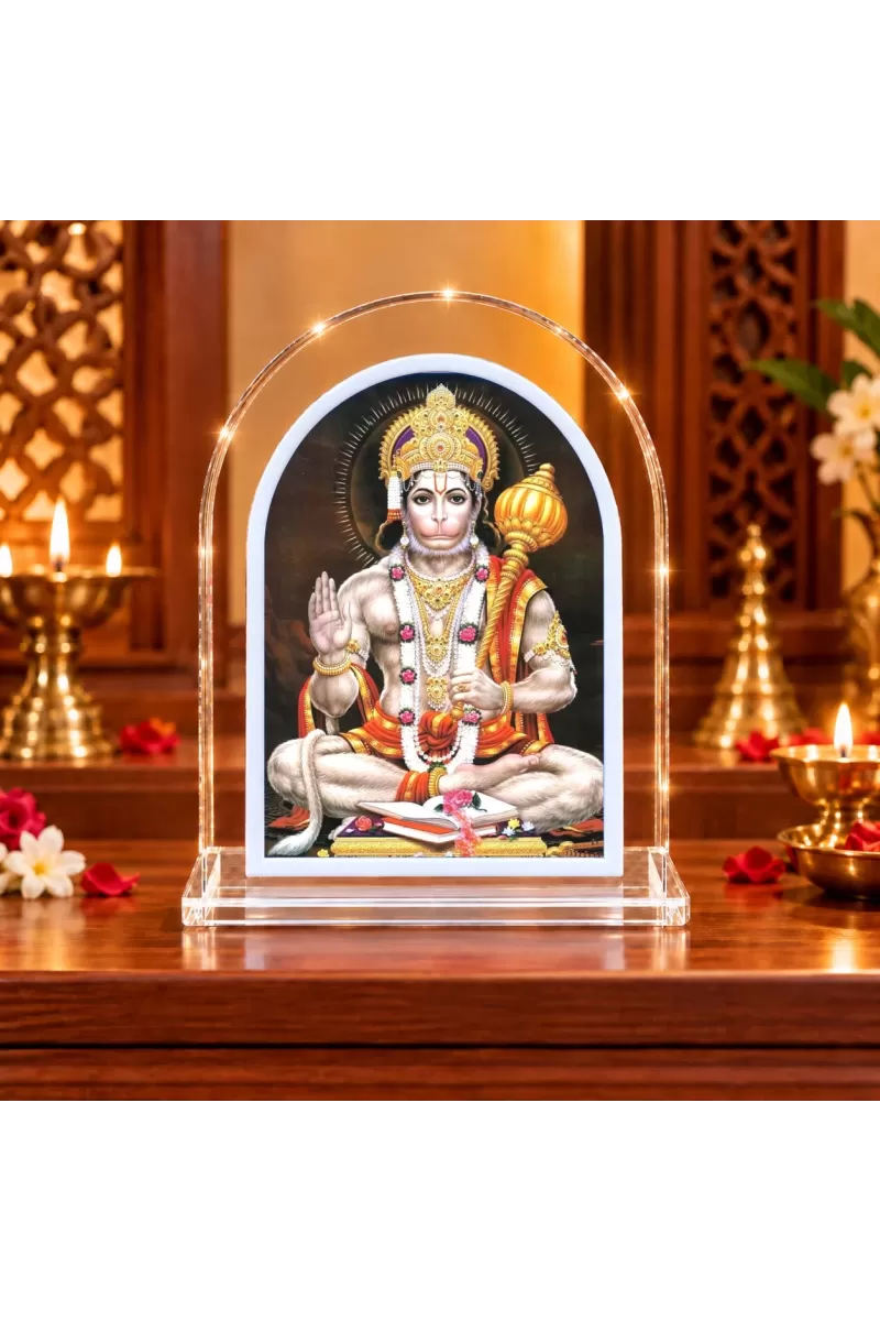 Hanuman L Shape Acrylic Showpiece 3 X 3.5 Inch For Home, Office And Car (F177586)