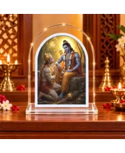 Lord Rama And Hanuman L Shape Acrylic Showpiece 3 X 3.5 Inch For Home, Office And Car (F177587)