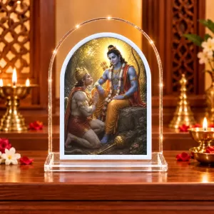 Lord Rama And Hanuman L Shape Acrylic Showpiece 3 X 3.5 Inch For Home, Office And Car (F177587) Lord Rama And Hanuman L Shape Acrylic Showpiece 3 X 3.5 Inch For Home, Office And Car (F177587)