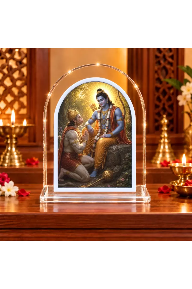 Lord Rama And Hanuman L Shape Acrylic Showpiece 3 X 3.5 Inch For Home, Office And Car (F177587)