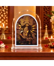 Durga Maa L Shape Acrylic Showpiece 3 X 3.5 Inch For Home, Office And Car (F177588)