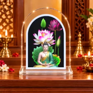 Buddha L Shape Acrylic Showpiece 3 X 3.5 Inch For Home, Office And Car (F177590)