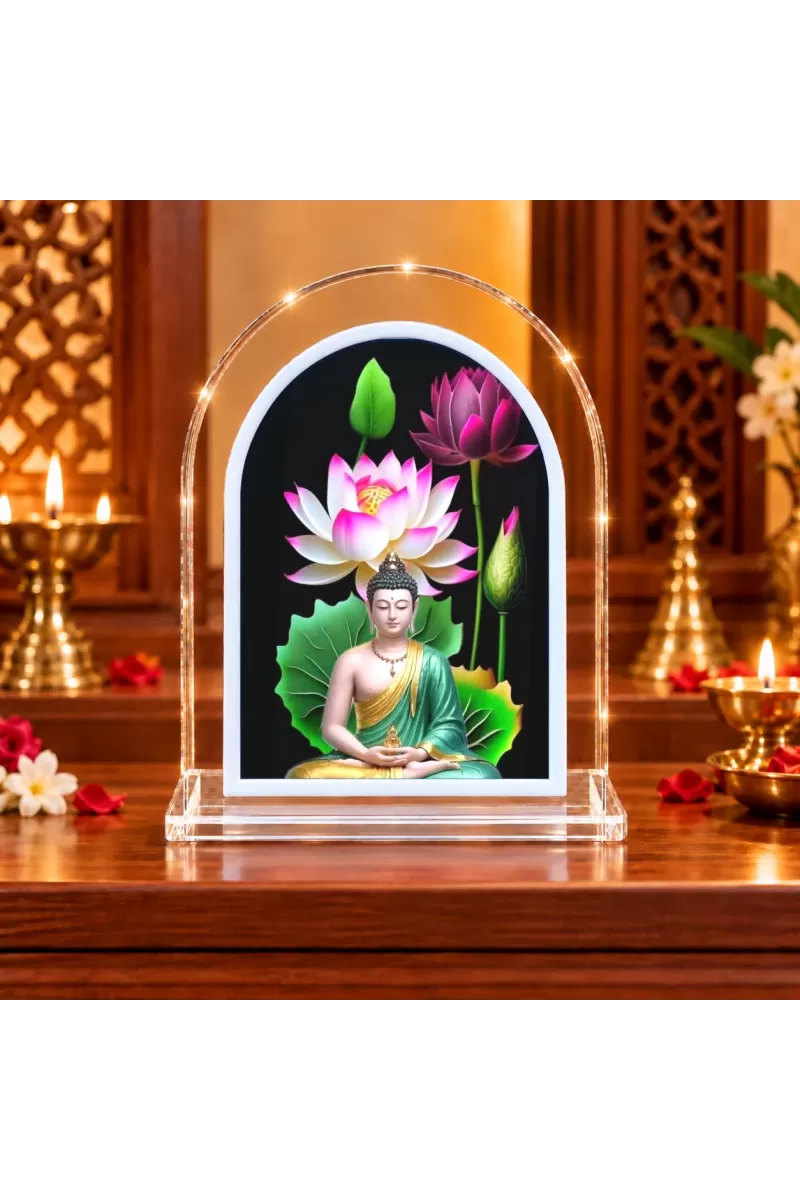 Buddha L Shape Acrylic Showpiece 3 X 3.5 Inch For Home, Office And Car (F177590)