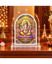 Lord Ganesha L Shape Acrylic Showpiece 3 X 3.5 Inch For Home, Office And Car (F177592)