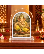 Lord Ganesha L Shape Acrylic Showpiece 3 X 3.5 Inch For Home, Office And Car (F177596)