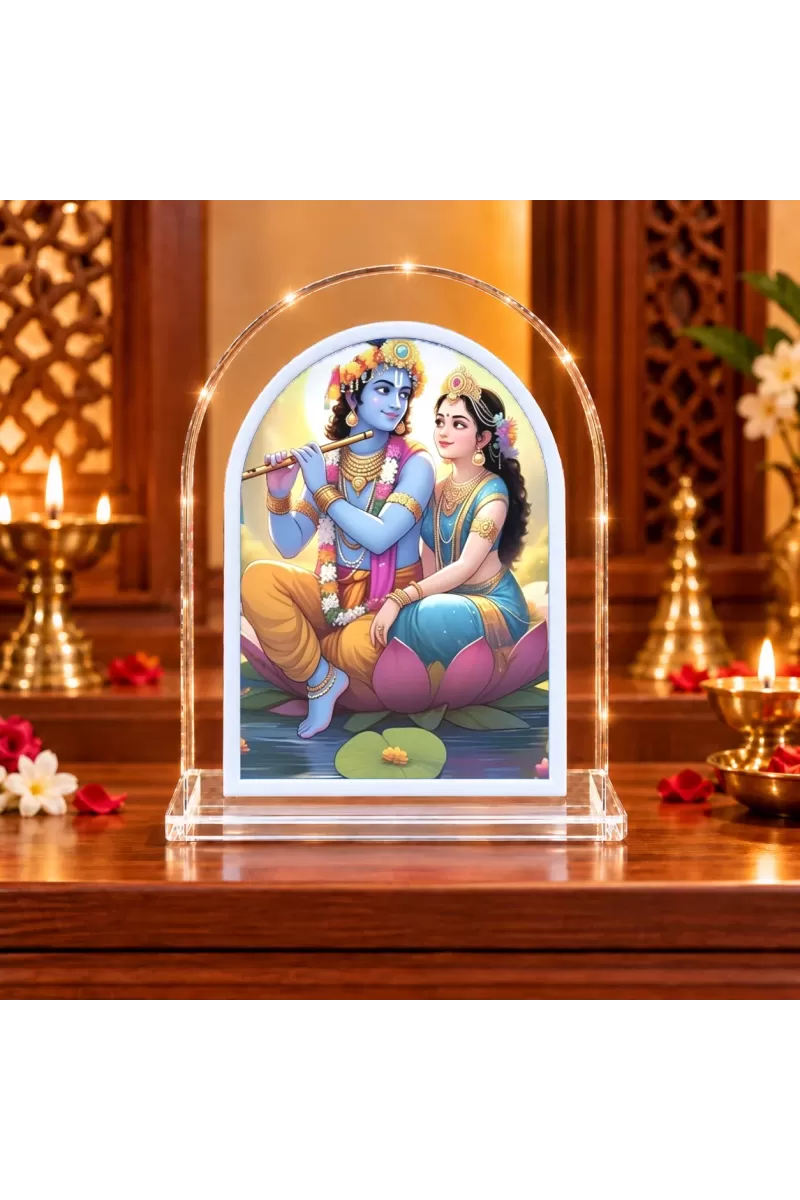 Radha Krishna L Shape Acrylic Showpiece 3 X 3.5 Inch For Home, Office And Car (F177598)
