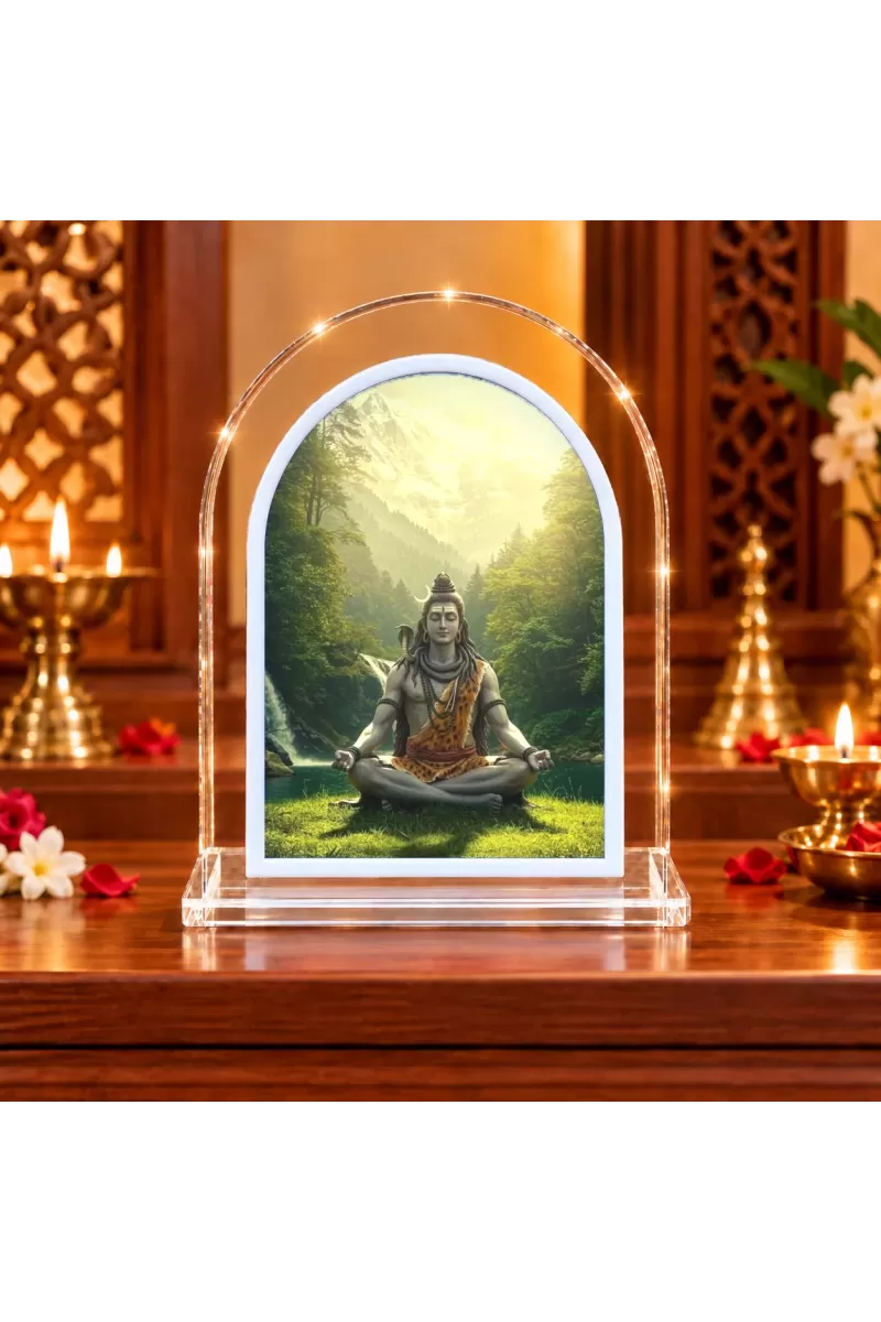 Lord Shiva L Shape Acrylic Showpiece 3 X 3.5 Inch For Home, Office And Car (F177599)