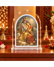Radha Krishna L Shape Acrylic Showpiece 3 X 3.5 Inch For Home, Office And Car (F177600)
