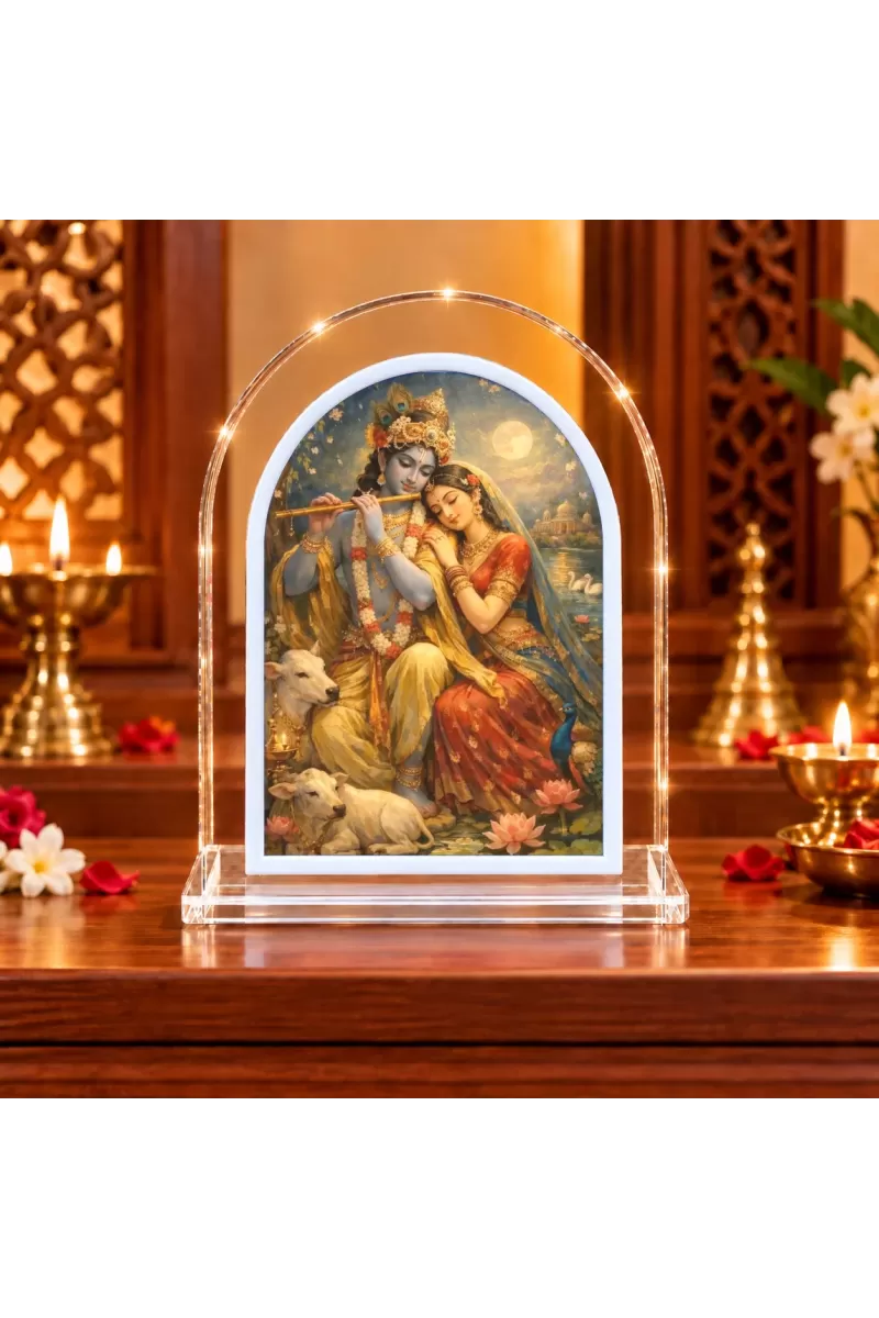 Radha Krishna L Shape Acrylic Showpiece 3 X 3.5 Inch For Home, Office And Car (F177600)