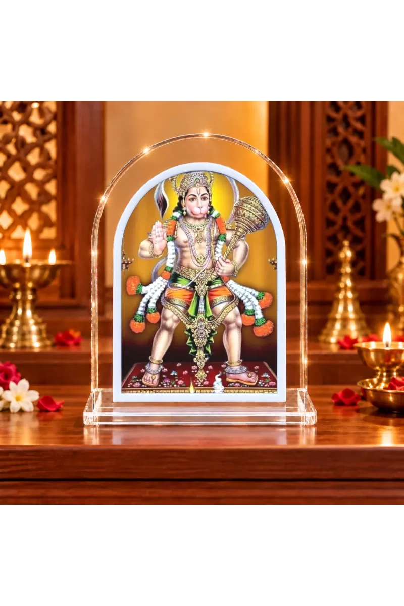 Hanuman L Shape Acrylic Showpiece 3 X 3.5 Inch For Home, Office And Car (F177602)