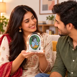 Baby Krishna L Shape Acrylic Showpiece 3 X 3.5 Inch For Home, Office And Car (F175709) Baby Krishna L Shape Acrylic Showpiece 3 X 3.5 Inch For Home, Office And Car (F175709)