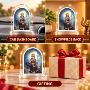 Shani Dev L Shape Acrylic Showpiece 3 X 3.5 Inch For Home, Office And Car (F175689)