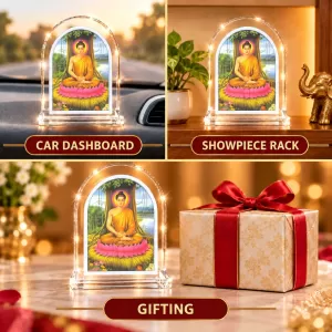 Buddha L Shape Acrylic Showpiece 3 X 3.5 Inch For Home, Office And Car (F175694)