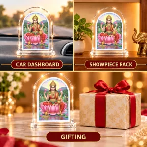 Goddess Lakshmi L Shape Acrylic Showpiece 3 X 3.5 Inch For Home, Office And Car (F175743) Goddess Lakshmi L Shape Acrylic Showpiece 3 X 3.5 Inch For Home, Office And Car (F175743)
