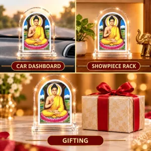 Buddha L Shape Acrylic Showpiece 3 X 3.5 Inch For Home, Office And Car (F175748)
