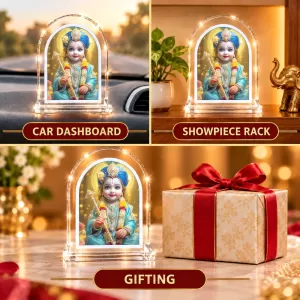 Lord Krishna L Shape Acrylic Showpiece 3 X 3.5 Inch For Home, Office And Car (F175753)