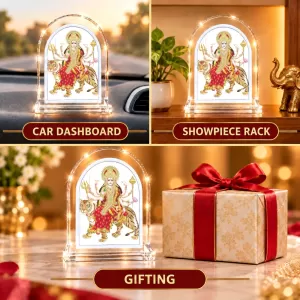 Durga Maa L Shape Acrylic Showpiece 3 X 3.5 Inch For Home, Office And Car (F175757) Durga Maa L Shape Acrylic Showpiece 3 X 3.5 Inch For Home, Office And Car (F175757)
