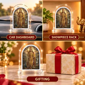 Lord Murugan L Shape Acrylic Showpiece 3 X 3.5 Inch For Home, Office And Car (F175762)