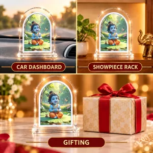 Bal Krishna L Shape Acrylic Showpiece 3 X 3.5 Inch For Home, Office And Car (F175774)