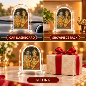 Shiva Family L Shape Acrylic Showpiece 3 X 3.5 Inch For Home, Office And Car (F175779)