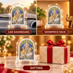 Goddess Saraswati L Shape Acrylic Showpiece 3 X 3.5 Inch For Home, Office And Car (F175782) Goddess Saraswati L Shape Acrylic Showpiece 3 X 3.5 Inch For Home, Office And Car (F175782)