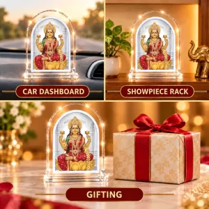 Goddess Lakshmi L Shape Acrylic Showpiece 3 X 3.5 Inch For Home, Office And Car (F175835) Goddess Lakshmi L Shape Acrylic Showpiece 3 X 3.5 Inch For Home, Office And Car (F175835)