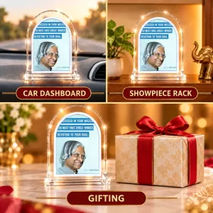 A P J Abdul Kalam L Shape Acrylic Showpiece 3 X 3.5 Inch For Home, Office And Car (F175897)