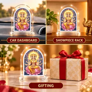 Gayatri Mata L Shape Acrylic Showpiece 3 X 3.5 Inch For Home, Office And Car (F175901)