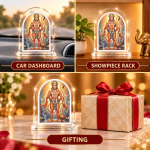 Hanuman L Shape Acrylic Showpiece 3 X 3.5 Inch For Home, Office And Car (F175904)