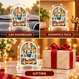 Buddha L Shape Acrylic Showpiece 3 X 3.5 Inch For Home, Office And Car (F175928)