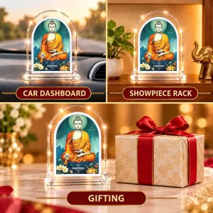 Buddha L Shape Acrylic Showpiece 3 X 3.5 Inch For Home, Office And Car (F175934)