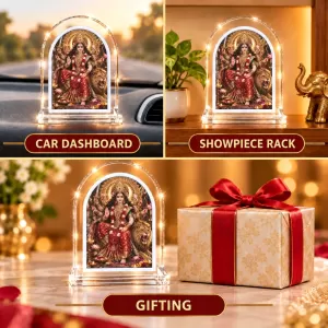 Durga Maa L Shape Acrylic Showpiece 3 X 3.5 Inch For Home, Office And Car (F175952)