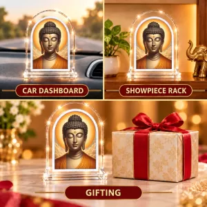 Buddha L Shape Acrylic Showpiece 3 X 3.5 Inch For Home, Office And Car (F175959)