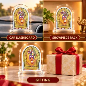 Shirdi Sai Baba L Shape Acrylic Showpiece 3 X 3.5 Inch For Home, Office And Car (F175967)