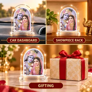 Radha Krishna L Shape Acrylic Showpiece 3 X 3.5 Inch For Home, Office And Car (F175976)