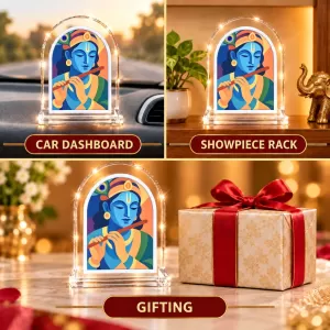 Lord Krishna L Shape Acrylic Showpiece 3 X 3.5 Inch For Home, Office And Car (F175979) Lord Krishna L Shape Acrylic Showpiece 3 X 3.5 Inch For Home, Office And Car (F175979)